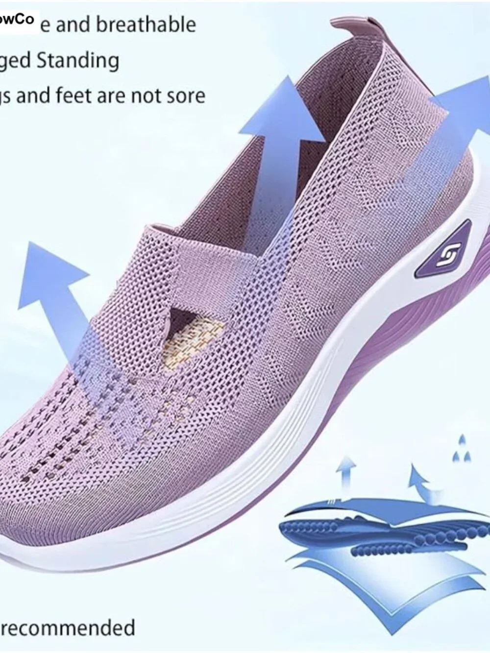 Women's Orthopedic Walking Shoes Arch Support Breathable Knit Slip-On Comfort
